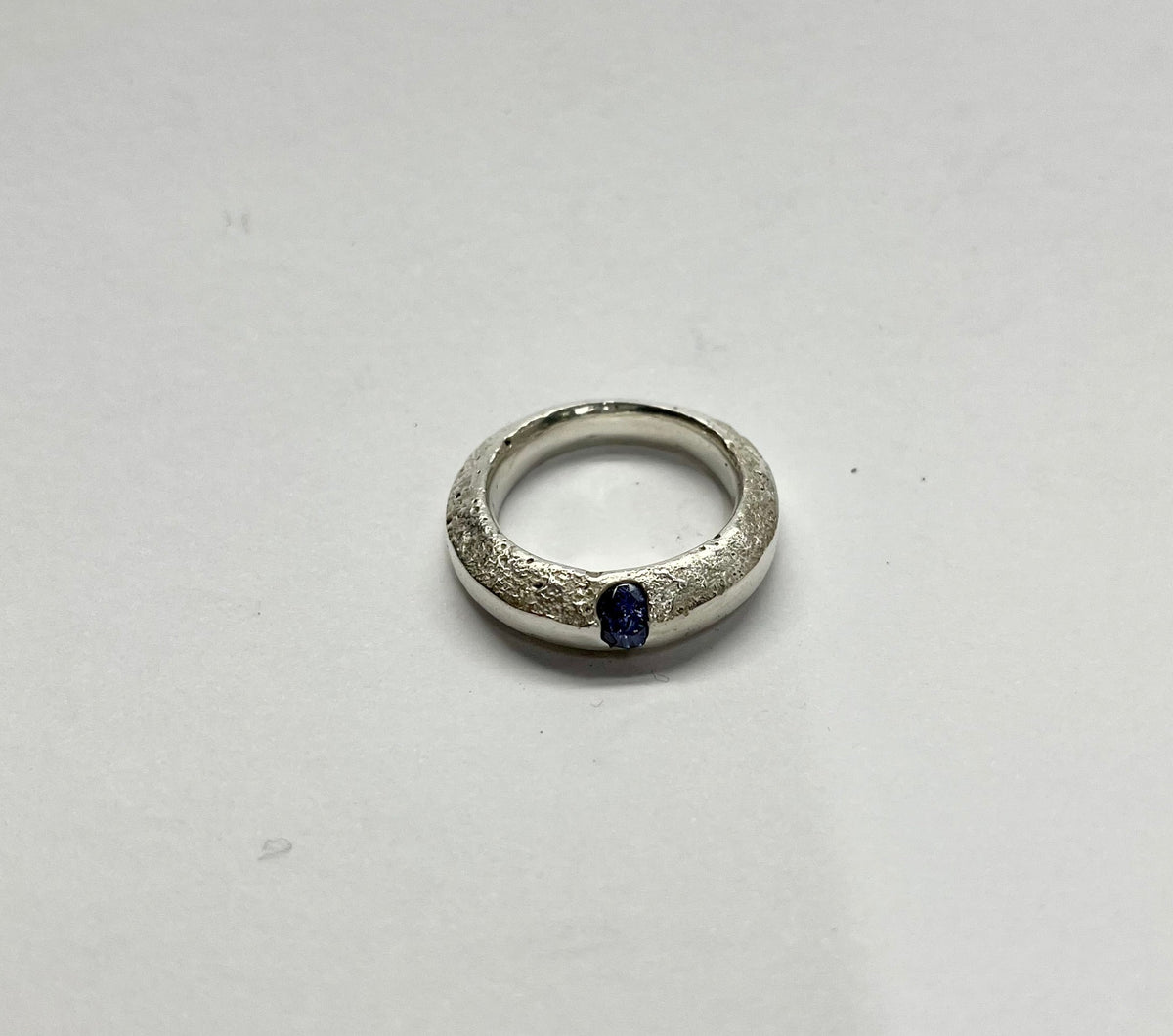 Elegant Chunky Ring with Blue CZ Stone