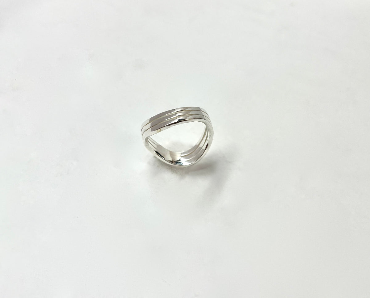 Silver Wave Ring (three lines)