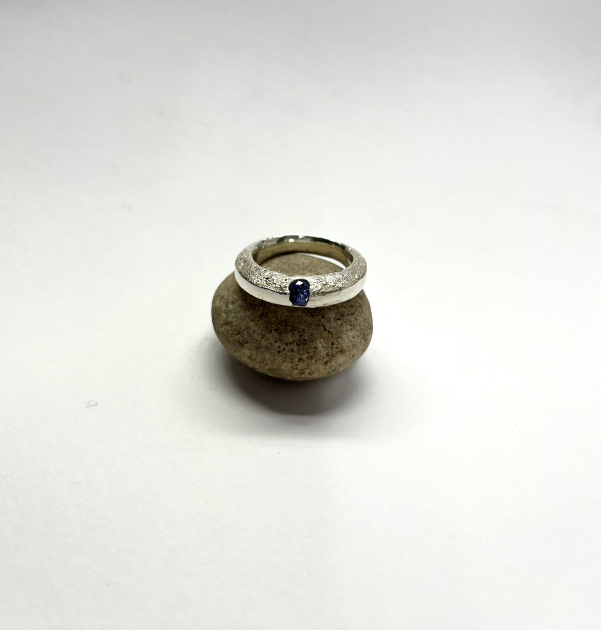 Elegant Chunky Ring with Blue CZ Stone