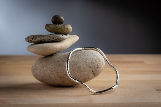 Silver Texture Wave Bangle